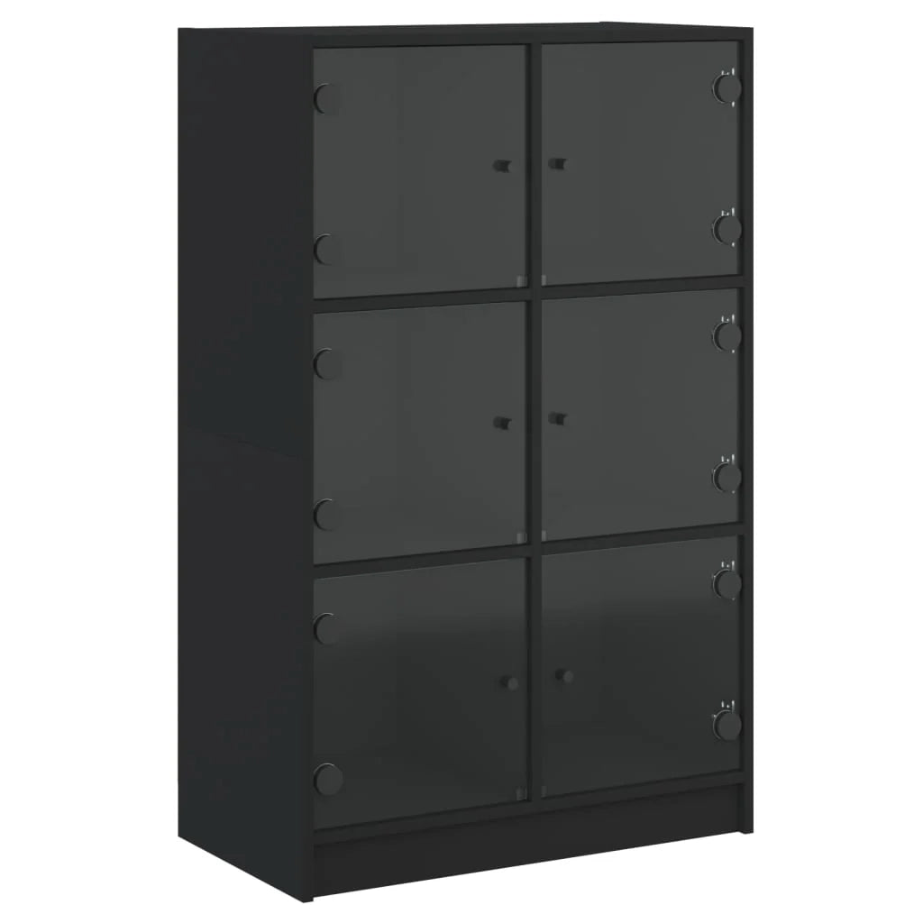 Buffet credenza cassettiera mobiletto mobile contenitore organizer cucina soggiorno salotto alto con ante 68 x 37 x 109 cm legno ingegnerizzato nero 02_0032245