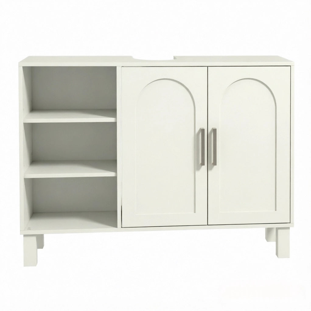 Mobile sottolavabo crema 90x30x63 cm con ripiani