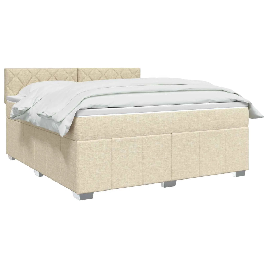 Letto box spring con materasso Crema 160 x 200 cm Tessuto 3452724