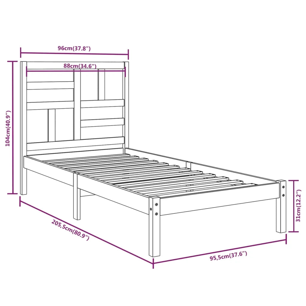 Giroletto-Struttura Letto in Legno Massello 90x200 cm 202230