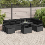 Set Divano da Giardino con cuscino 9 pcs Nero