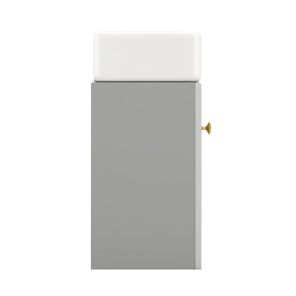 Mobile Bagno Sospeso con Lavabo 46 cm; Anta con Motivo 3D; MDF; Grigio e Bianco