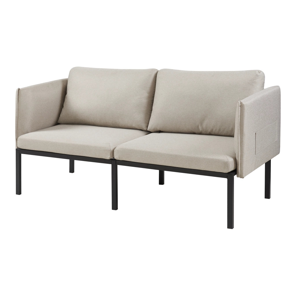 Divano a 2 Posti Kamar Imbottito con Cuscini - Beige [en.casa]