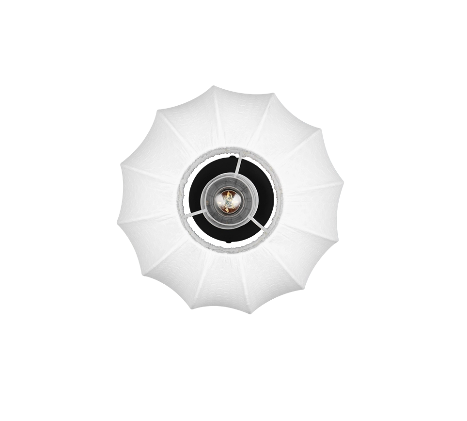 Plafoniera, tessuto e metallo, bianco e nero, D 25 cm, Madeline