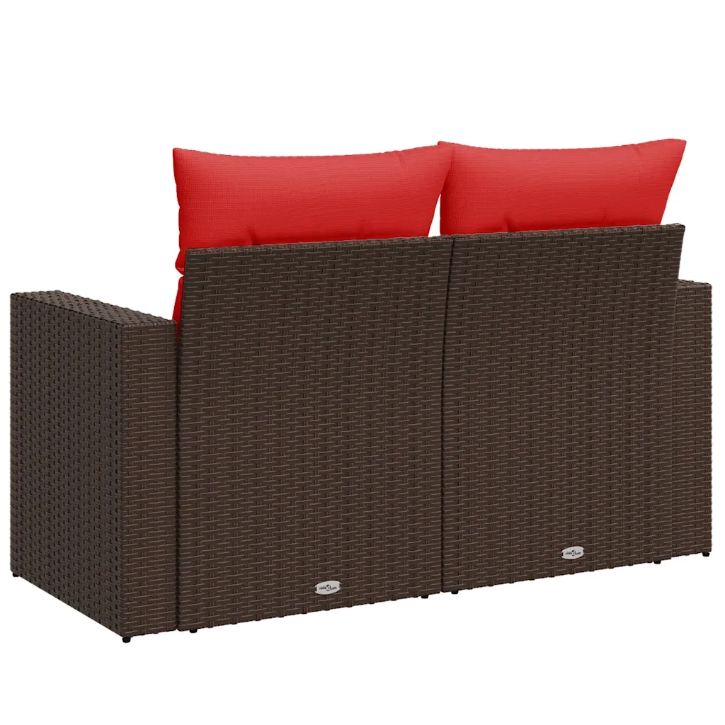 Divano da giardino con cuscini a 2 Posti-Sofa da Giardino-Divano da esterno marrone in polyrattan 434815