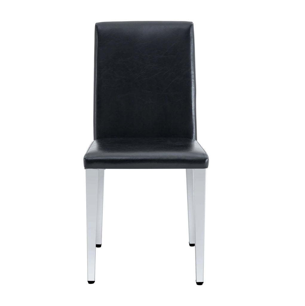 SEDIA Moderna 41x47x90 cm in Pelle PU Nera e Metallo Argento