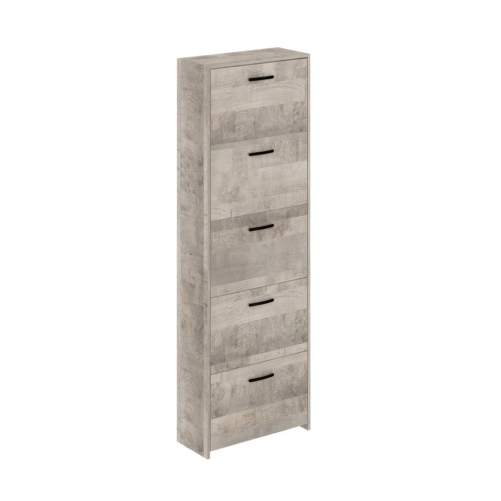 Scarpiera in Kit Rovere Platino 58 x 25 x h 173 cm a 5 Ante a Doppia Profondità