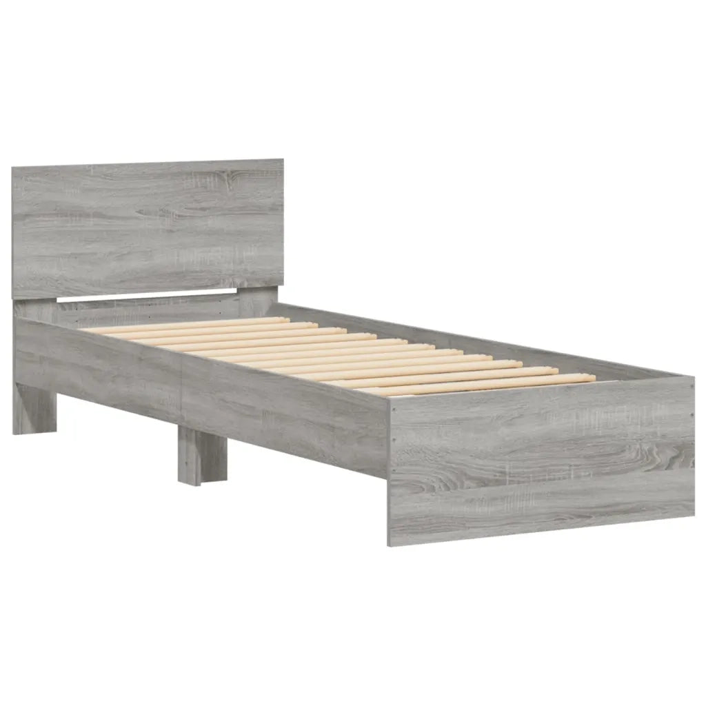Giroletto con Testiera-Struttura Letto con testiera Grigio Sonoma 90x200cm Legno Multistrato 138601