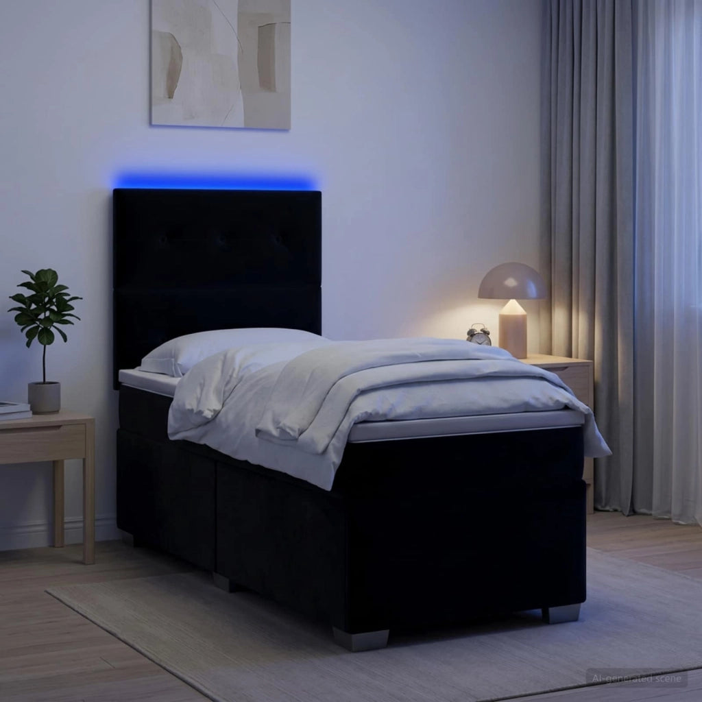 Letto box spring con materasso Nero 80 x 200 cm Velluto 3454996