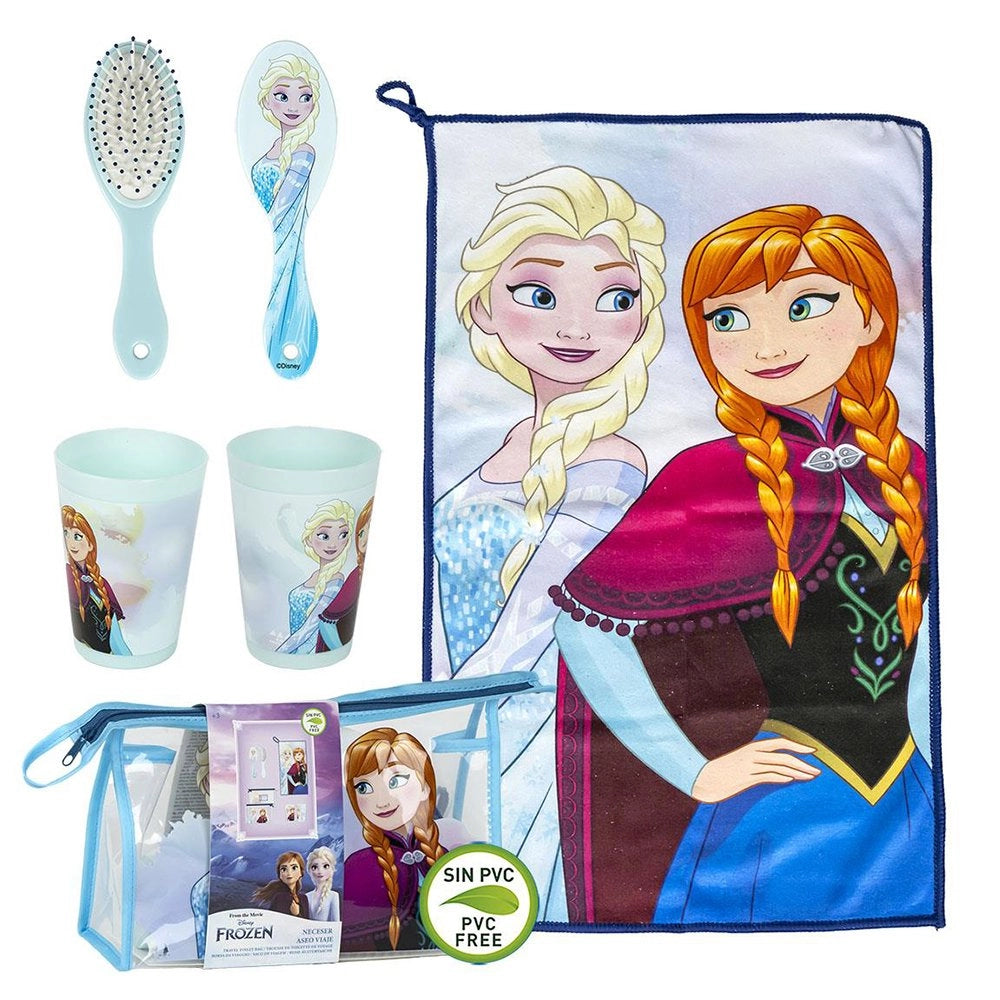 Frozen Elsa e Anna Set 3 Pz Asilo: Asciugamano, Spazzola e Bicchiere