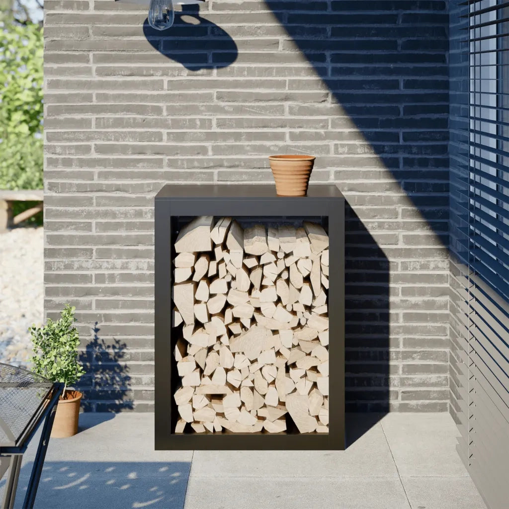Rastrelliera per Legna da Ardere Nera 60x40x80 cm in Acciaio 850996