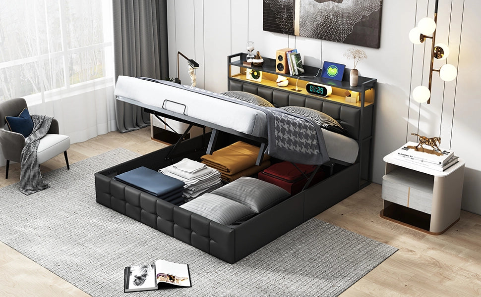 letto in ecopelle nero 160 x 200 cm