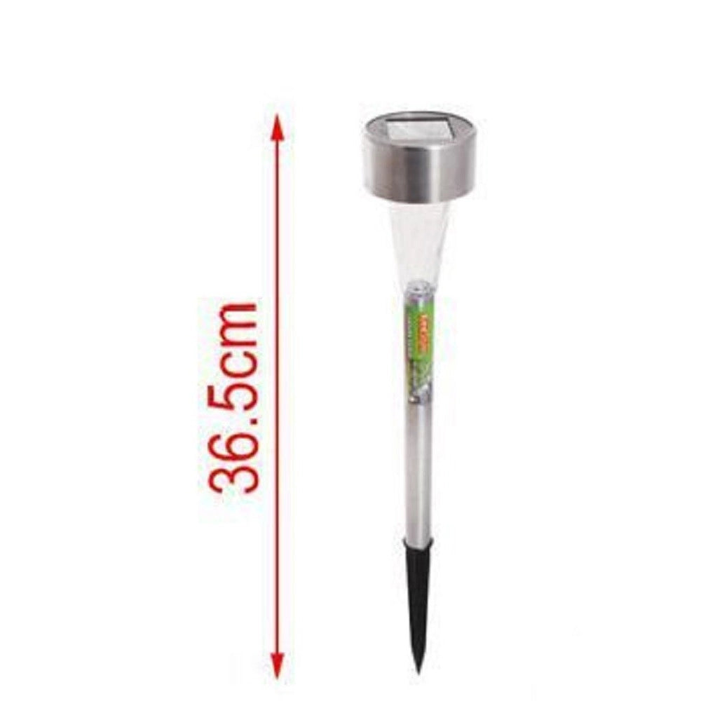 Trade Shop - Set 12 Pz Lampada Solare Led Decoro Giardino 36.5 Cm A Picchetto Silver 2002987 -