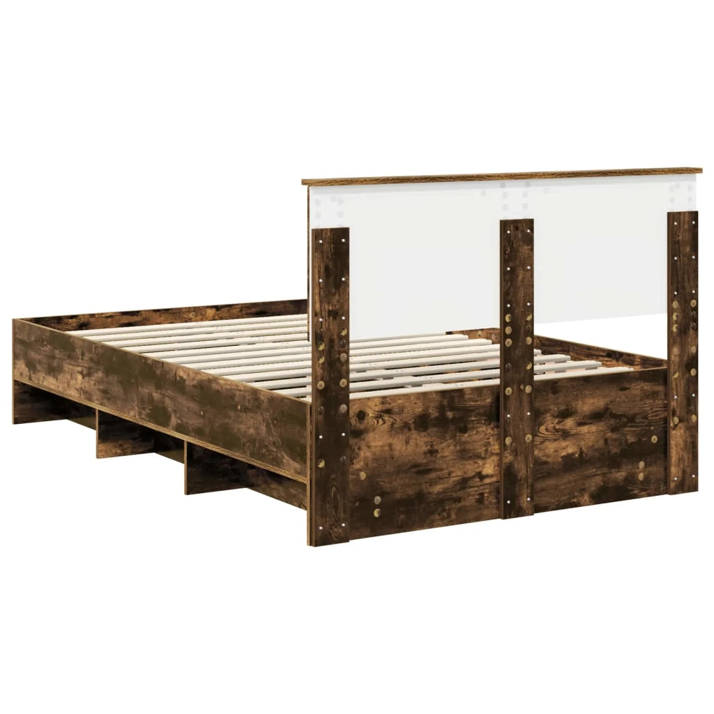 Letto matrimoniale | Letto per adulti | Struttura del letto Rovere fum¨¦ 120 x 123 cm Legno multistrato