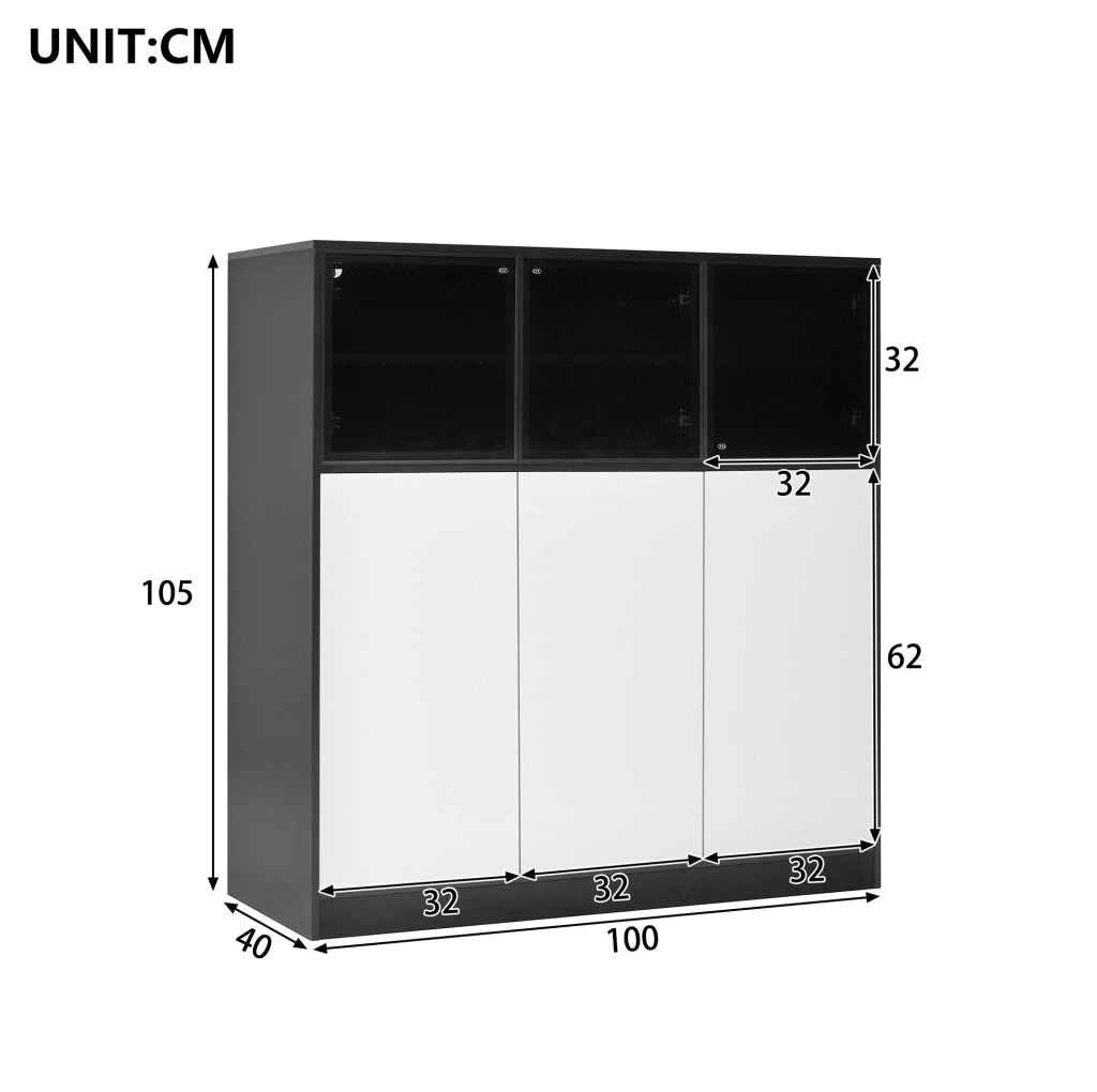 Mobile contenitore con 6 ante e illuminazione LED; 100 x 40 x 105 cm; nero e bianco