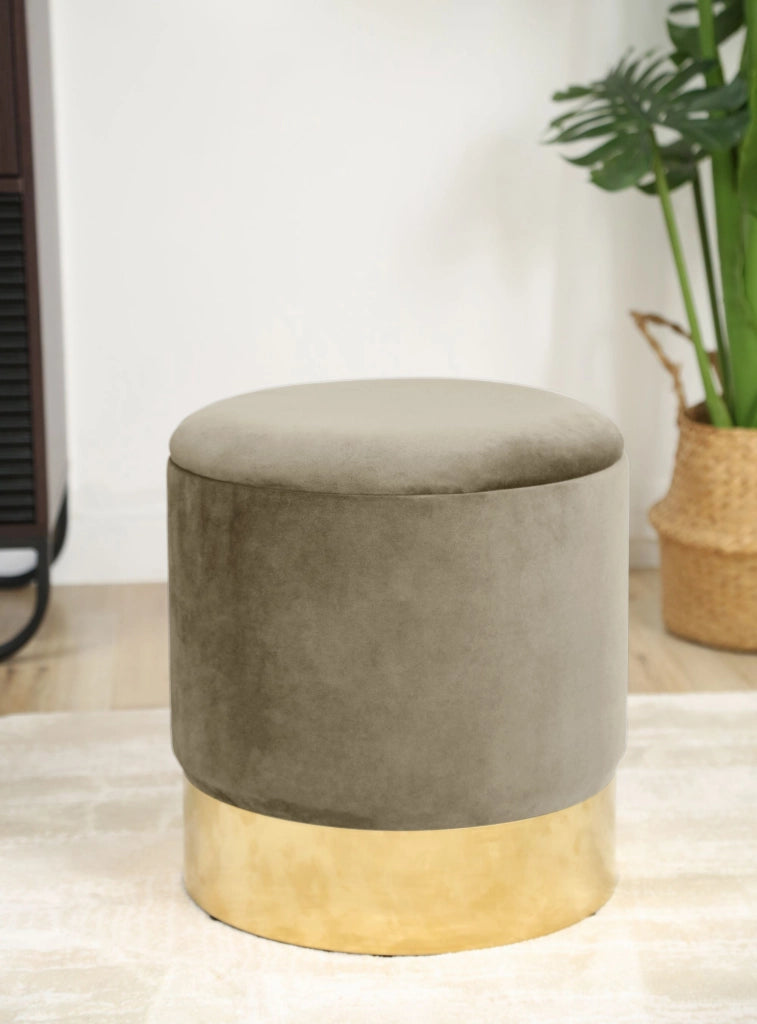 Pouf a scomparto rotonda in velluto AKORD GOLDEN colore Beige