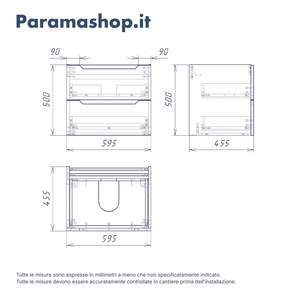 Mobile bagno sospeso 60cm terracotta due cassetti soft-close con lavabo bianco lucido | Bako