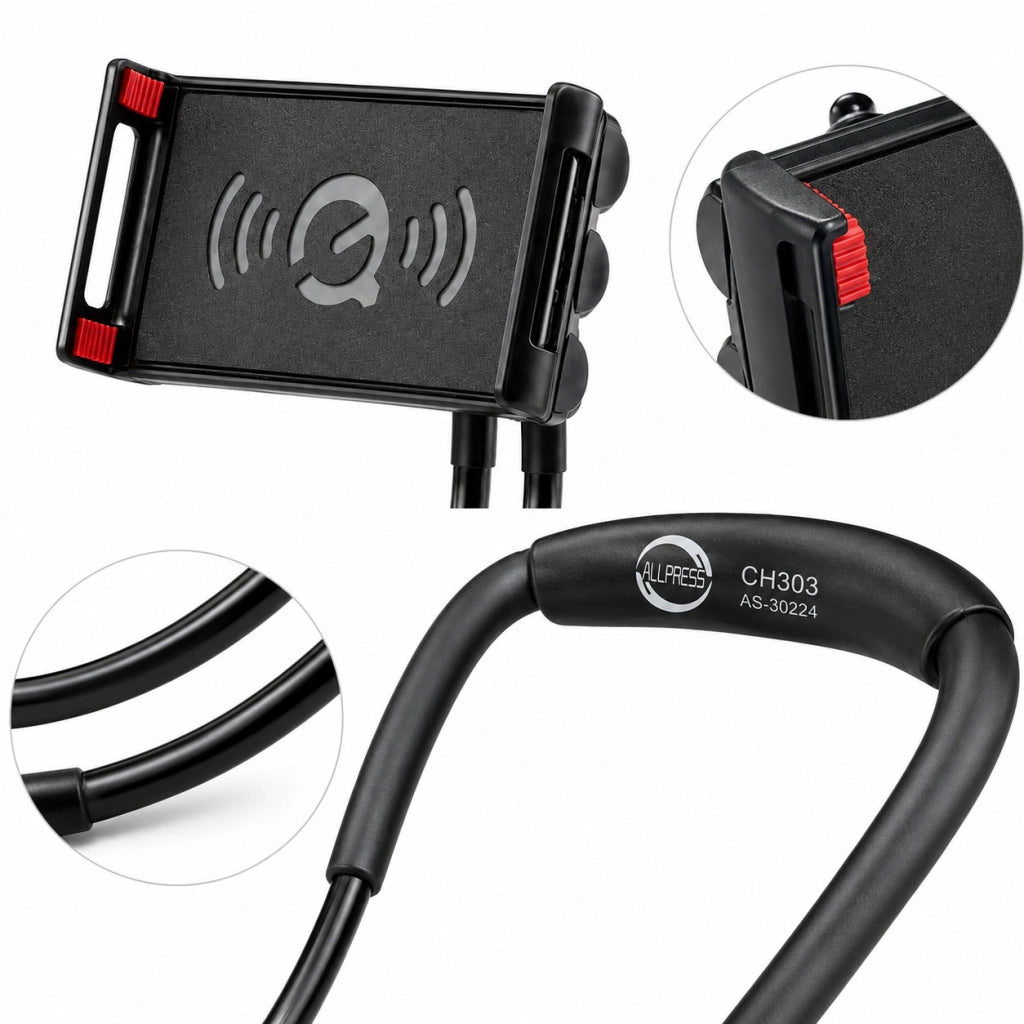 PORTATELEFONO CELLULARE DA COLLO SUPPORTO FLESSIBILE SMARTPHONE 360° CH303