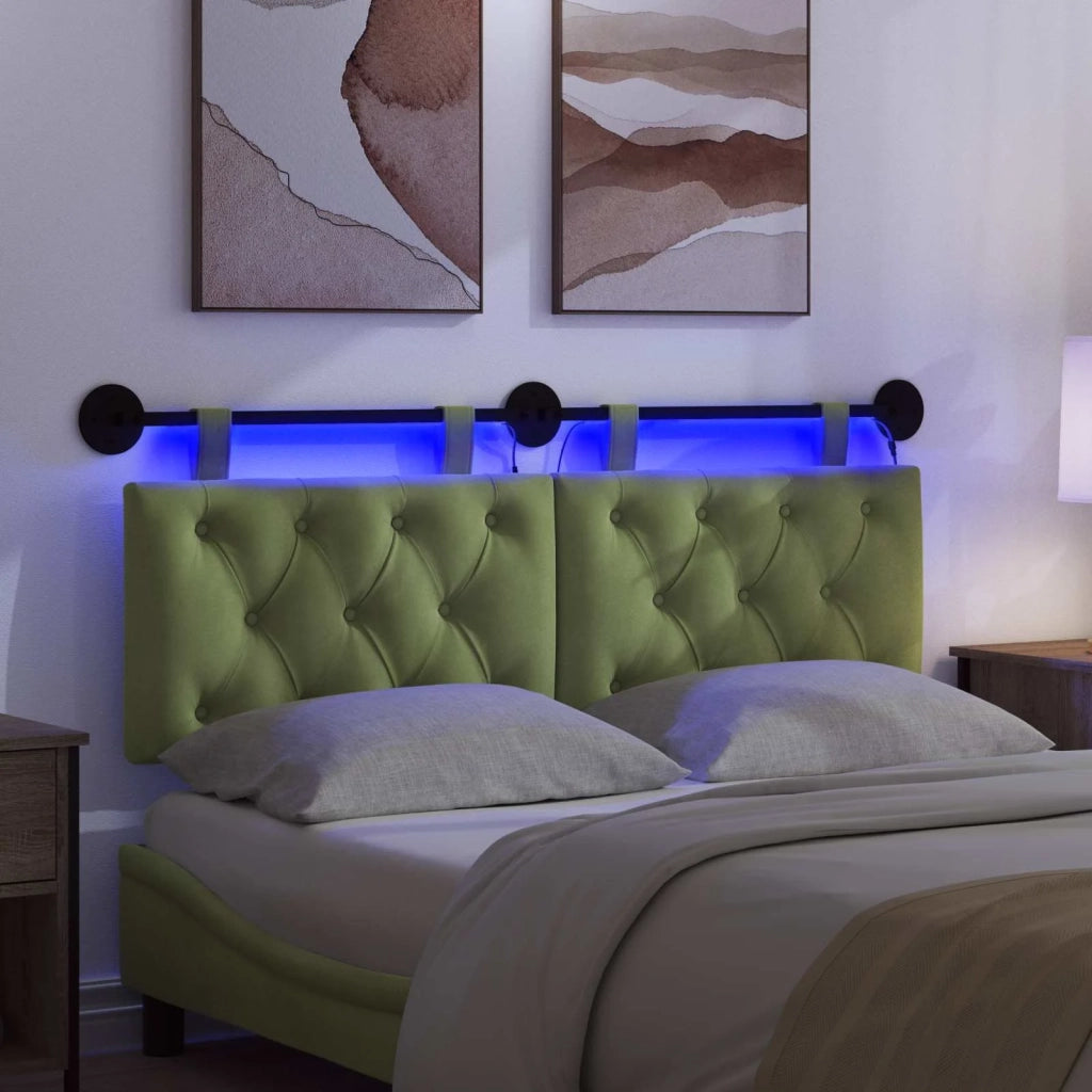 Testiera | Testata sospesa Con luce LED Verde chiaro Velluto