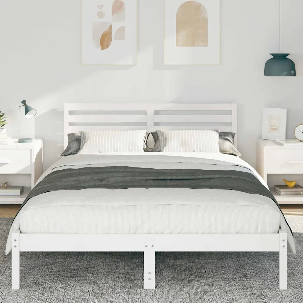 Struttura del letto-Giroletto-Rete del Letto Bianco 140 x 220 cm Pino massello 894943