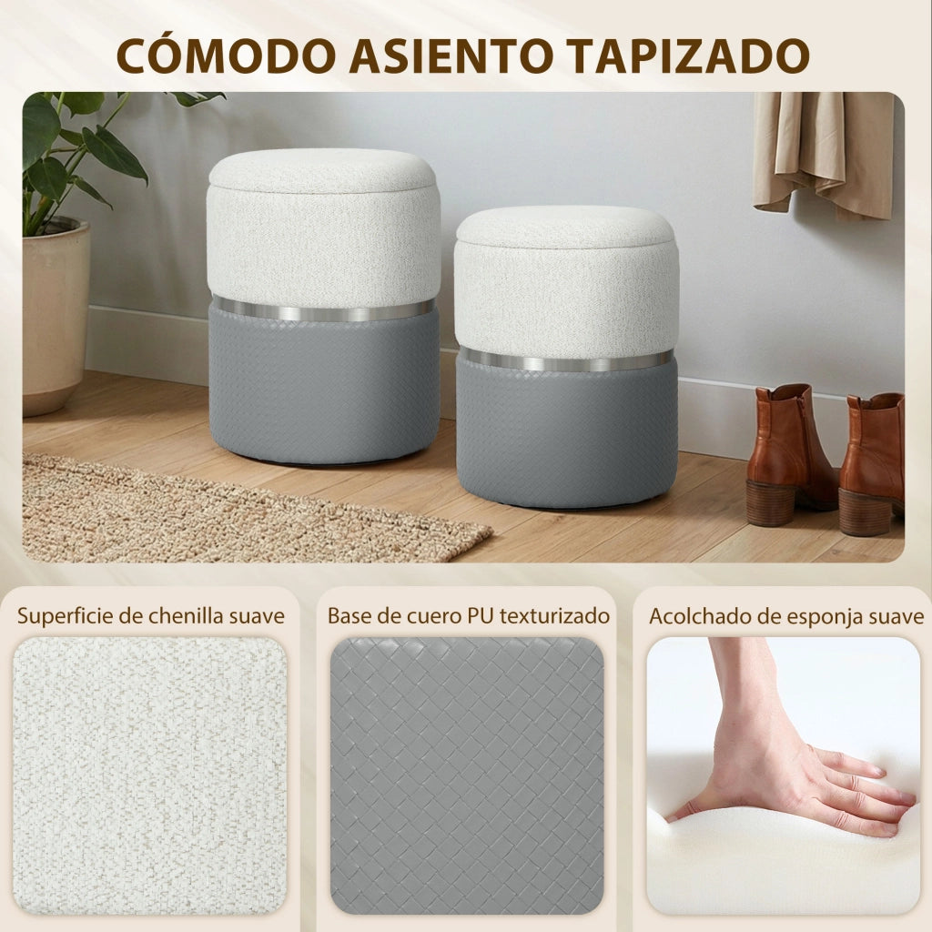 Poltrona Puff con Contenitore ¨C Zephmum ¨C Grigio e Crema