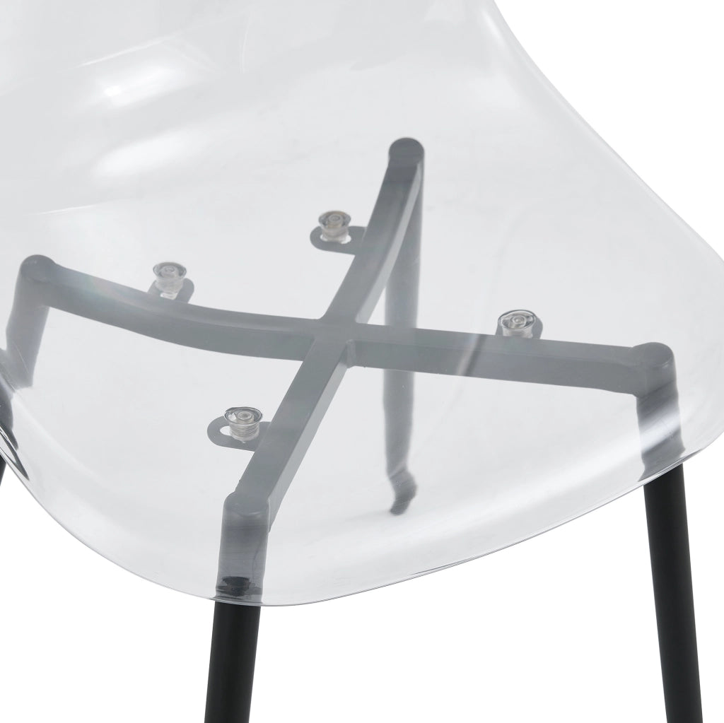 Set 4 sedie da pranzo trasparenti 44x36 cm con gambe in metallo nero