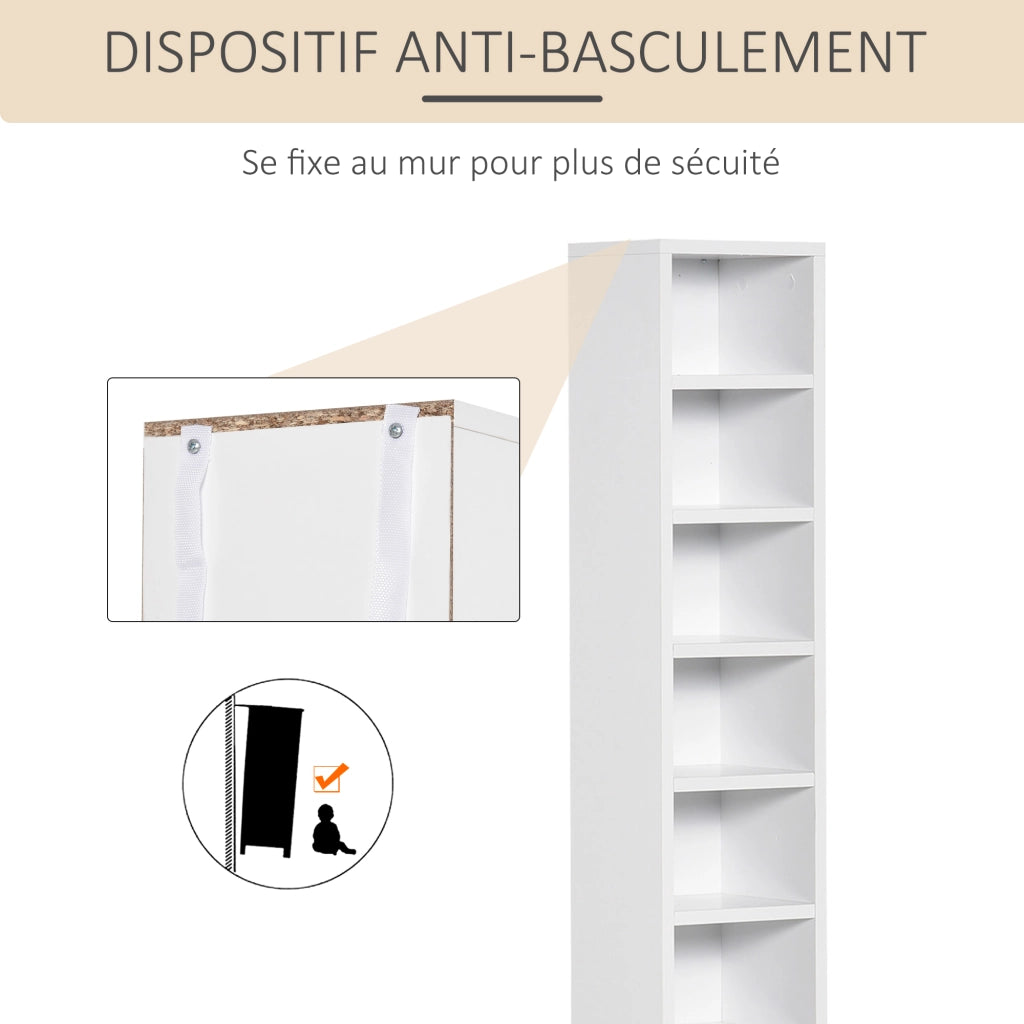 Armadio per CD e DVD con 12 compartimenti ¨C Minimal ¨C 21x19x88 cm bianco