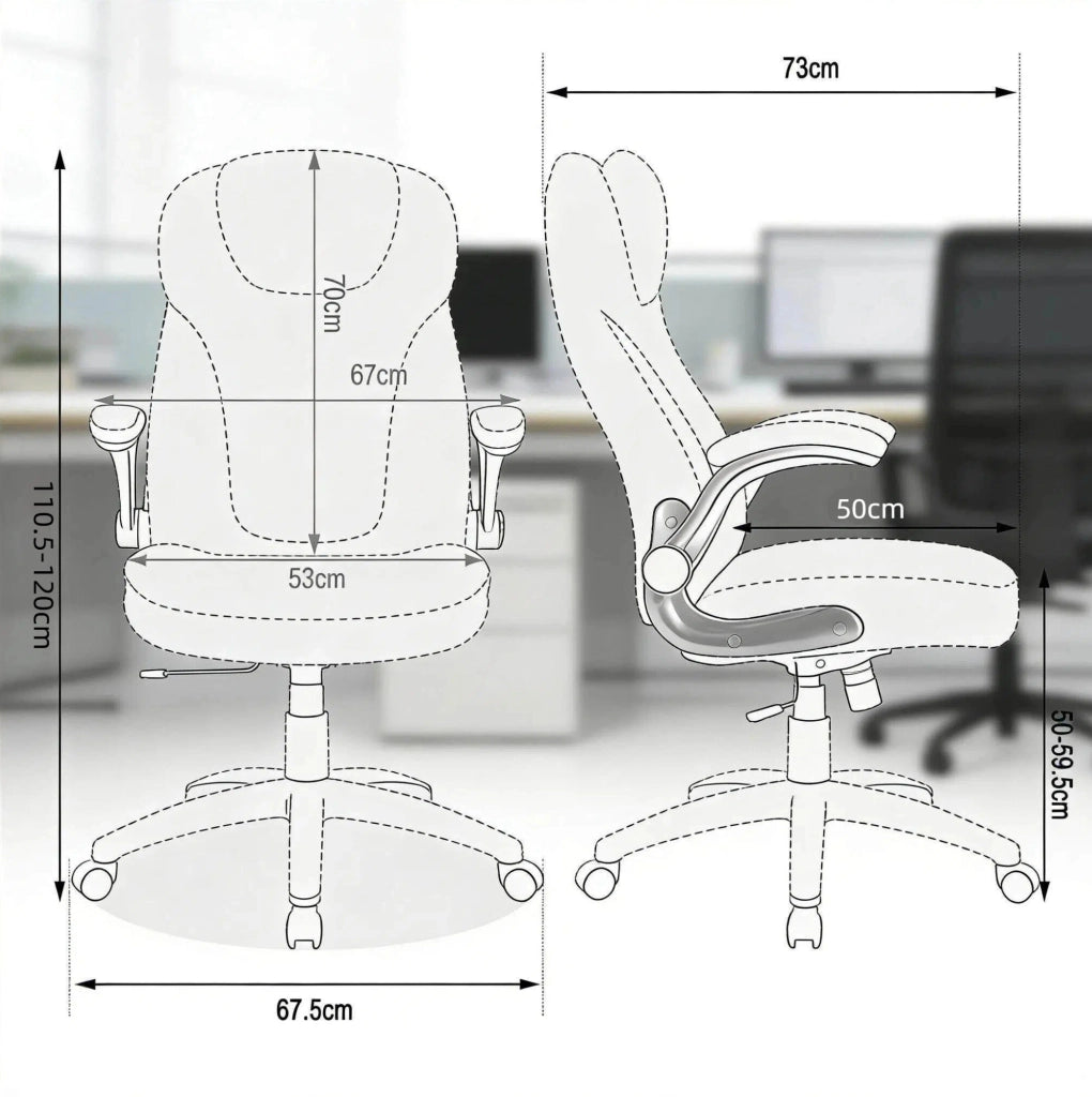 Sedia direzionale ergonomica con schienale alto e braccioli ribaltabili
