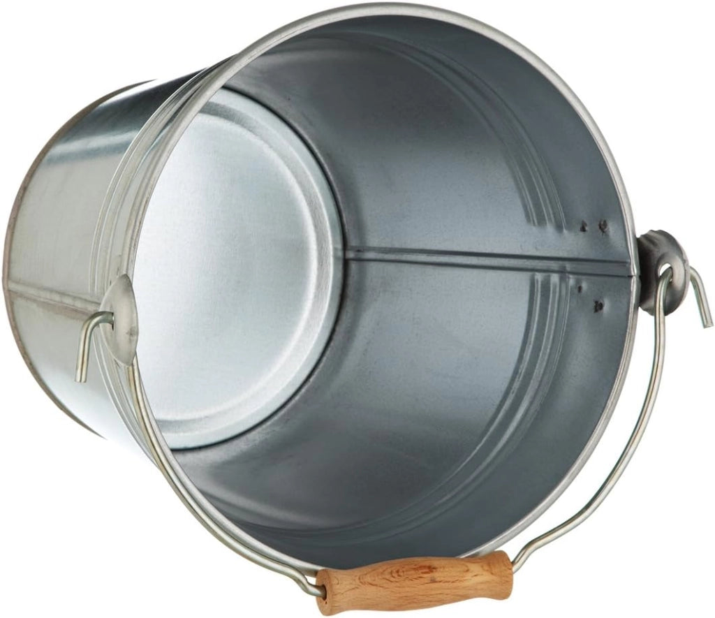 Secchio zincato 10 litri con manico in ferro e inserto in legno resistente e anticorrosione