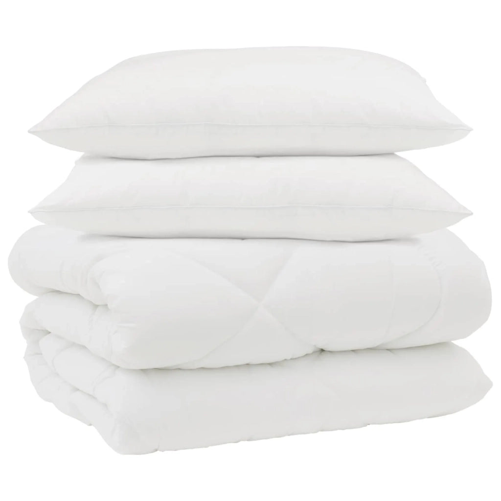 Piumone | Duvet Invernale con cuscino 3 pz Bianco Microfibra
