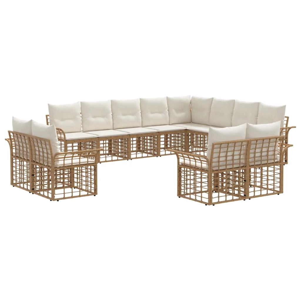 Set di divani da esterno 12 pz Naturale e Bianco Crema 3437806