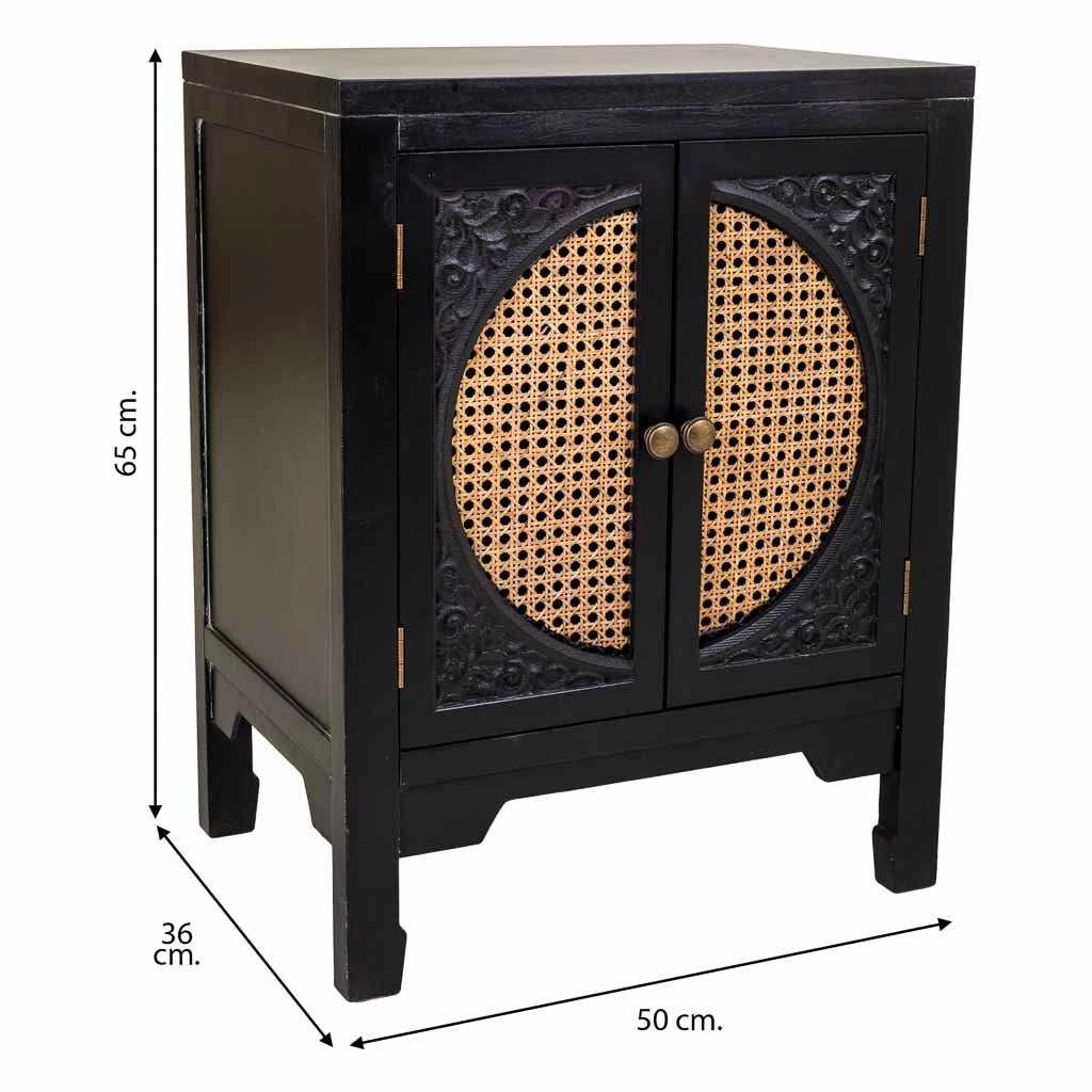 Comodino in legno nero 50x36x65