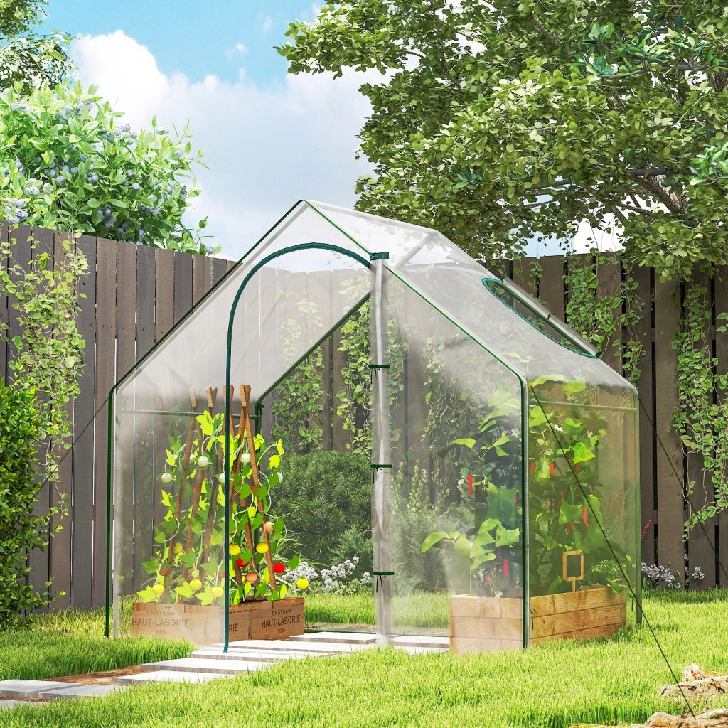 Serra da Giardino per Pomodori 1,8L x 1l x 1,68H m in Acciaio e Plastica Impermeabile Trasparente Verde con Porta a Cerniera