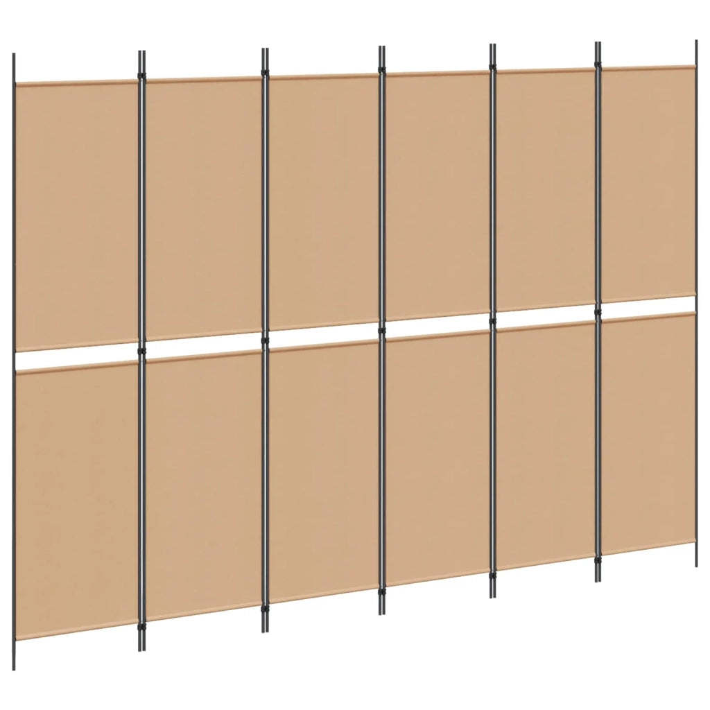 Divisore per Stanza a 6 Pannelli Beige 300 x 220 cm Tessuto 42039226