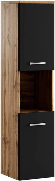 Cassettone da bagno con alta mensola - eichen e mat nero - 131 cm