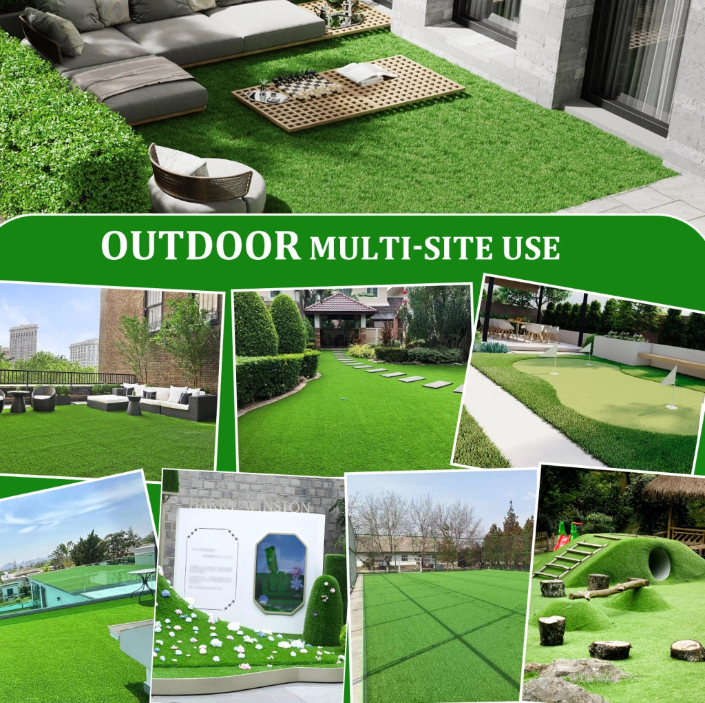 Tappeto in erba sintetica ULEVR 1x4 m verde, rotolo per giardino, balcone e terrazza con drenaggio
