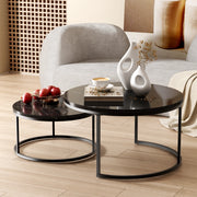TAVOLINO DA CAFFÈ Set da 2 pezzi 80x80 cm e 60x60 cm MDF Nero