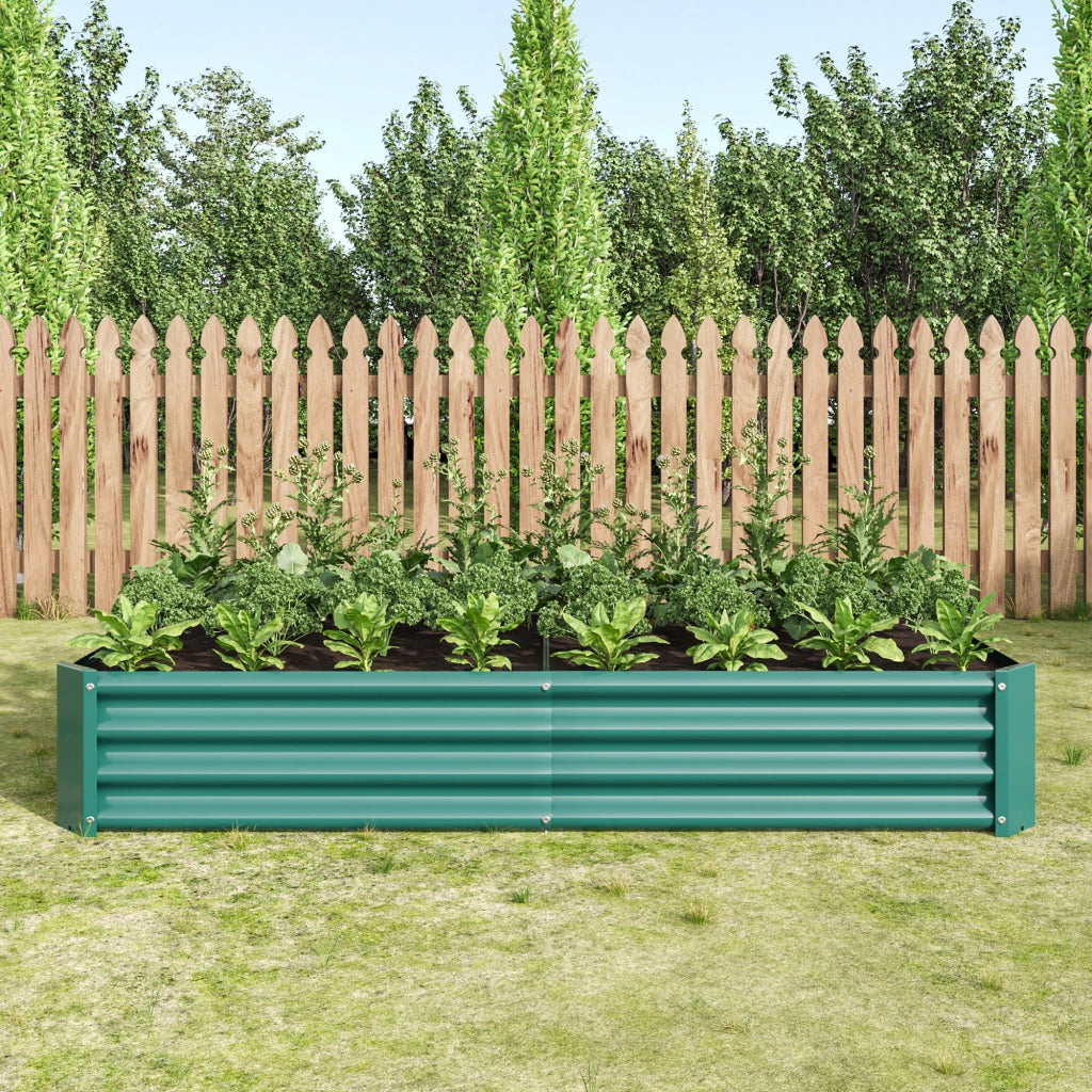 Orto rialzato in metallo aperto verde con pannelli in acciaio zincato per verdure erbe e fiori 180 × 91 × 30 cm
