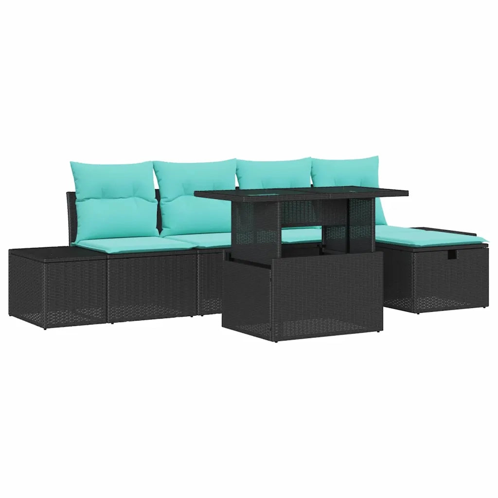 Set Divano da Giardino 6 pz Nero polyrattan 3361205
