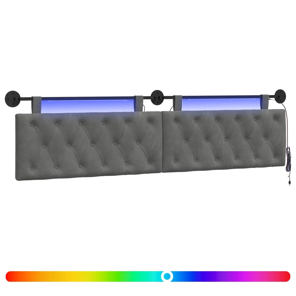 Testiera sospesa Con luce LED Grigio Scuro Velluto 3424722