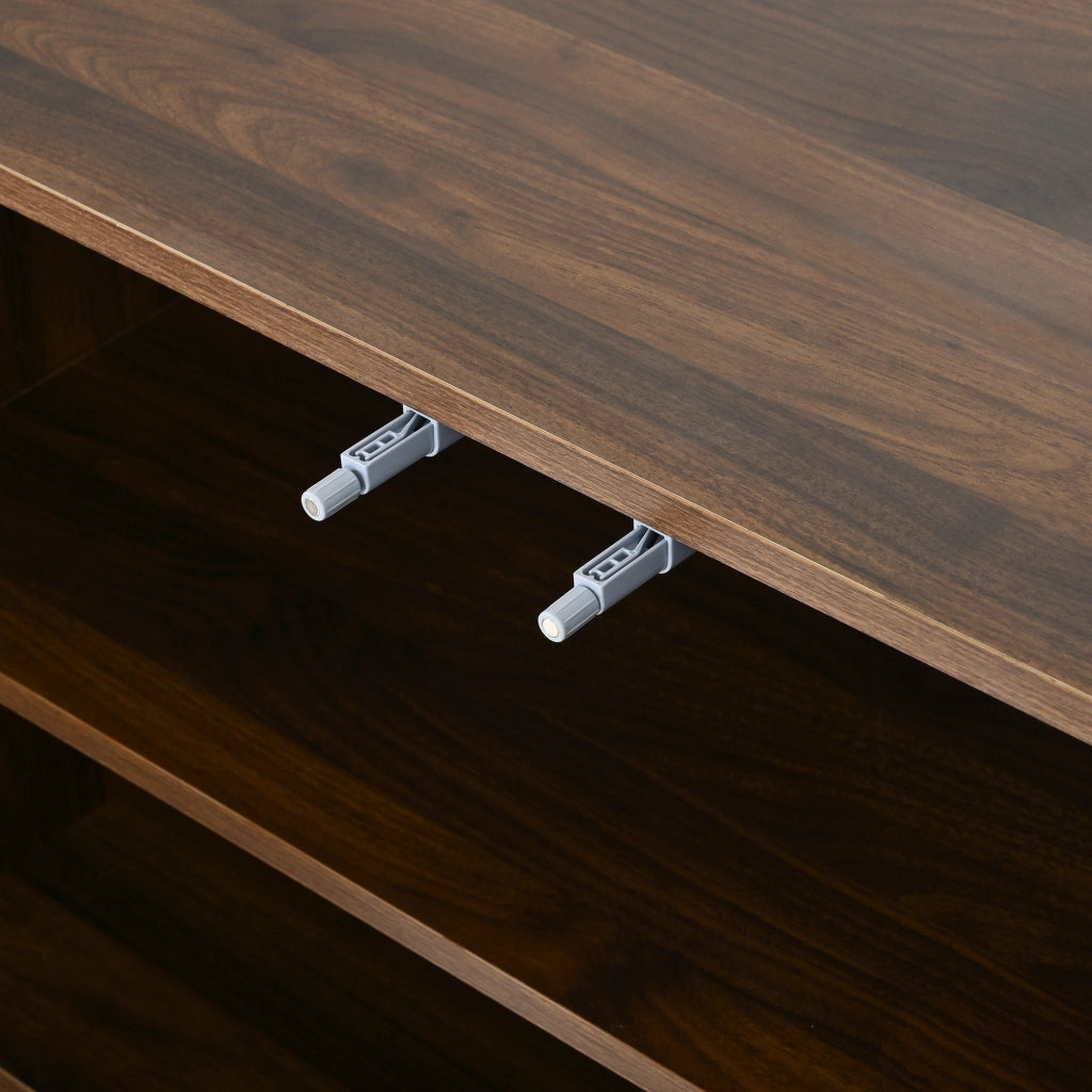 Credenza 120x37x80 cm porta scarpe con ripiani regolabili in MDF e pannello truciolare noce