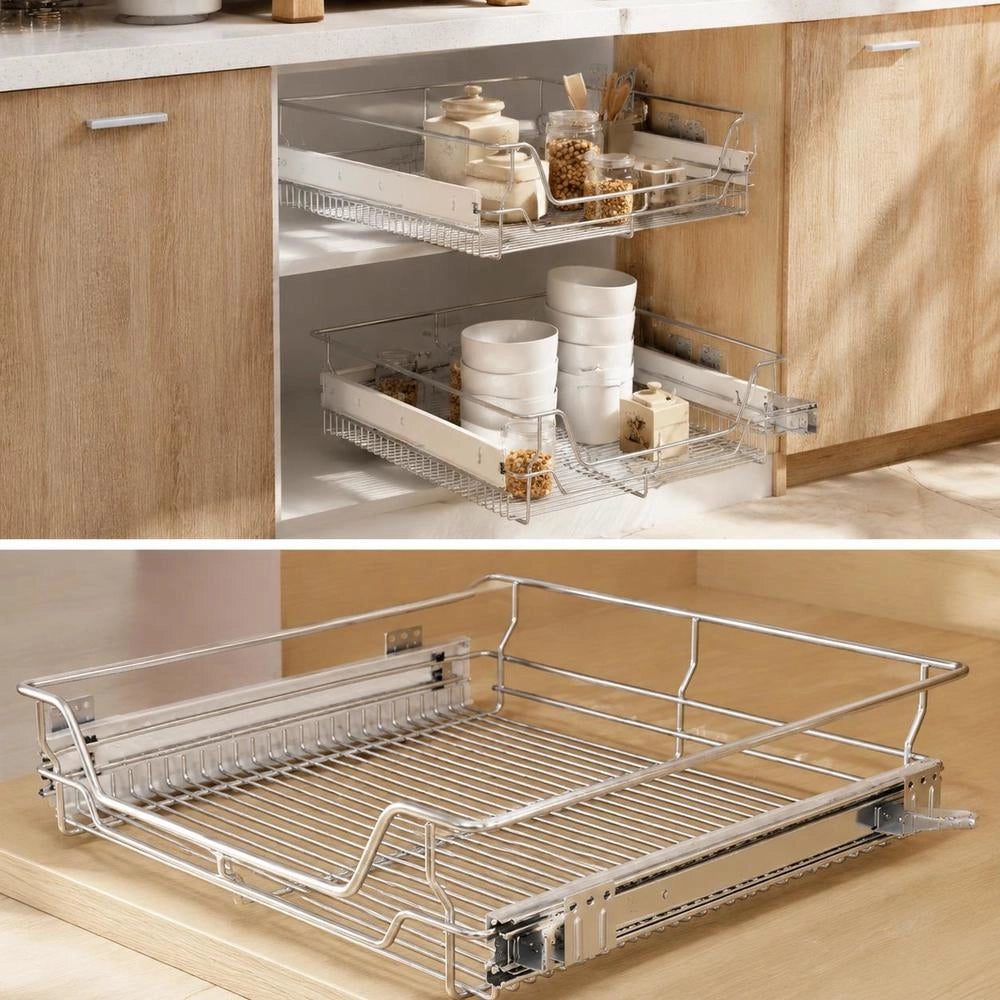 Built-in Drawer Basket Pull-out 2 Pcs. Silver 600 Mm