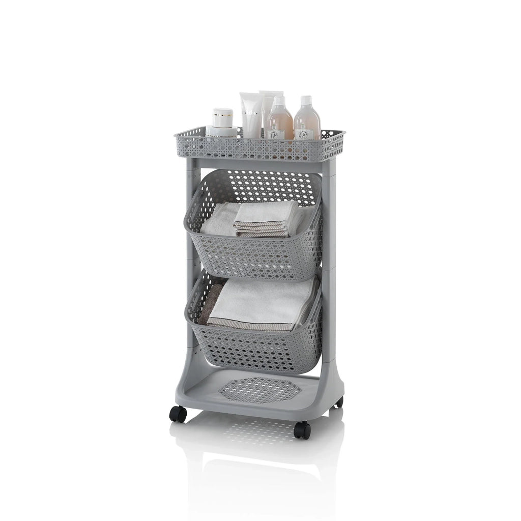Carrello lavanderia 2 cesti LINO colore grigio