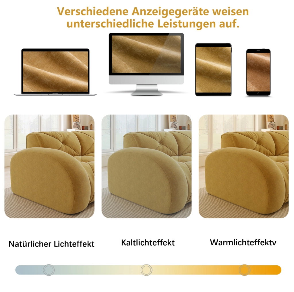 Divano modulare in ciniglia giallo con schiuma 32D