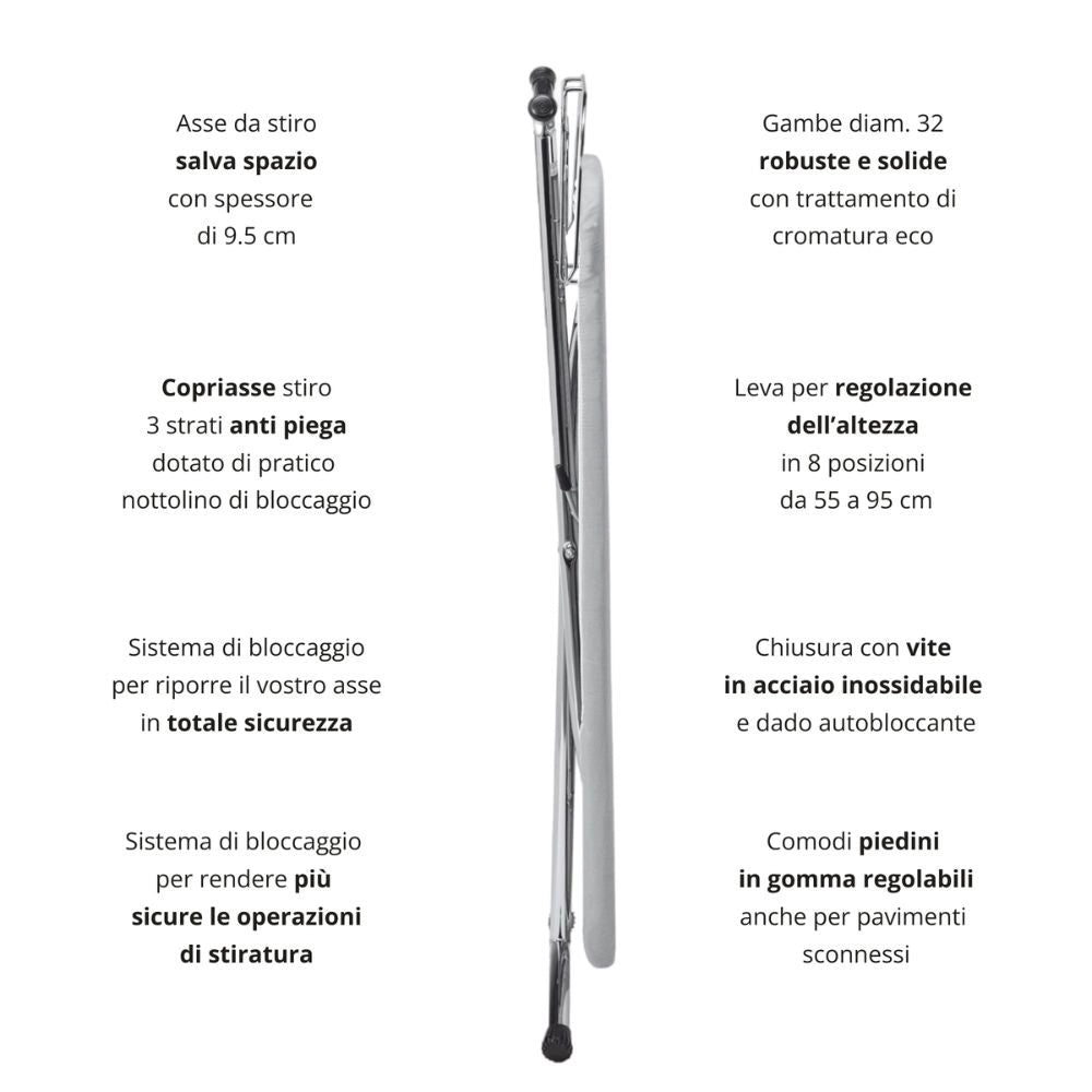 Asse da stiro rugby plus robusto e salva spazio