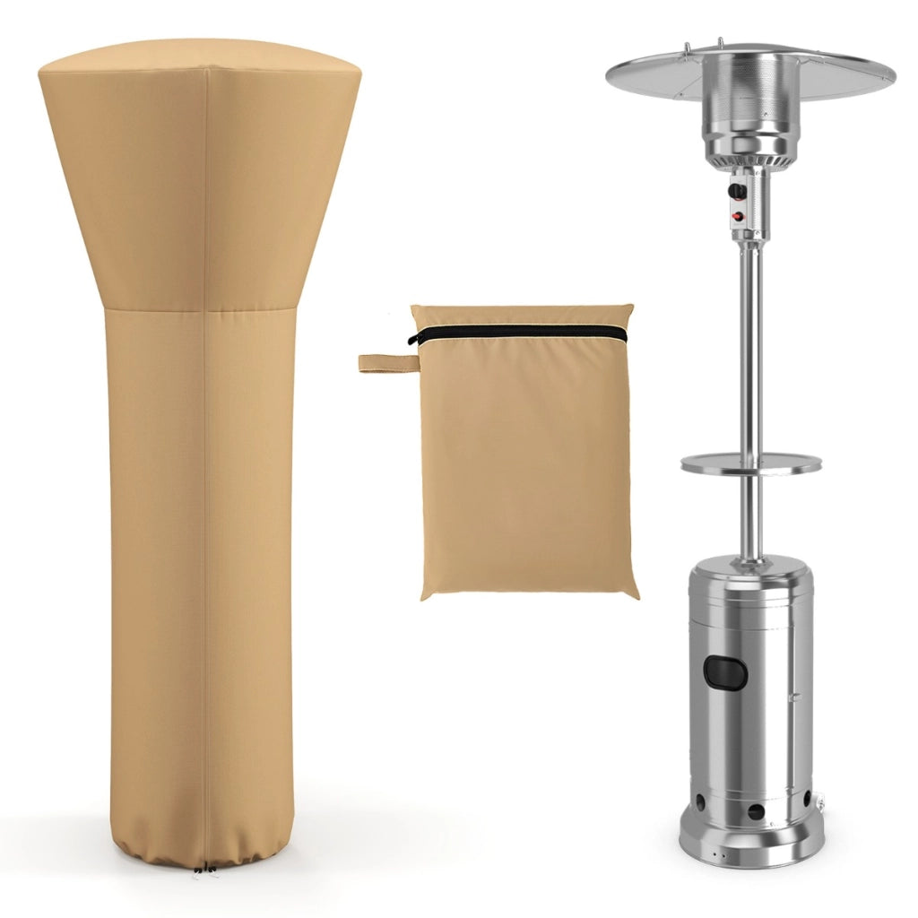 Copertura per riscaldatore da patio con cerniera e borsa per trasporto, Copertura per riscaldatore a propano da esterno Legno naturale
