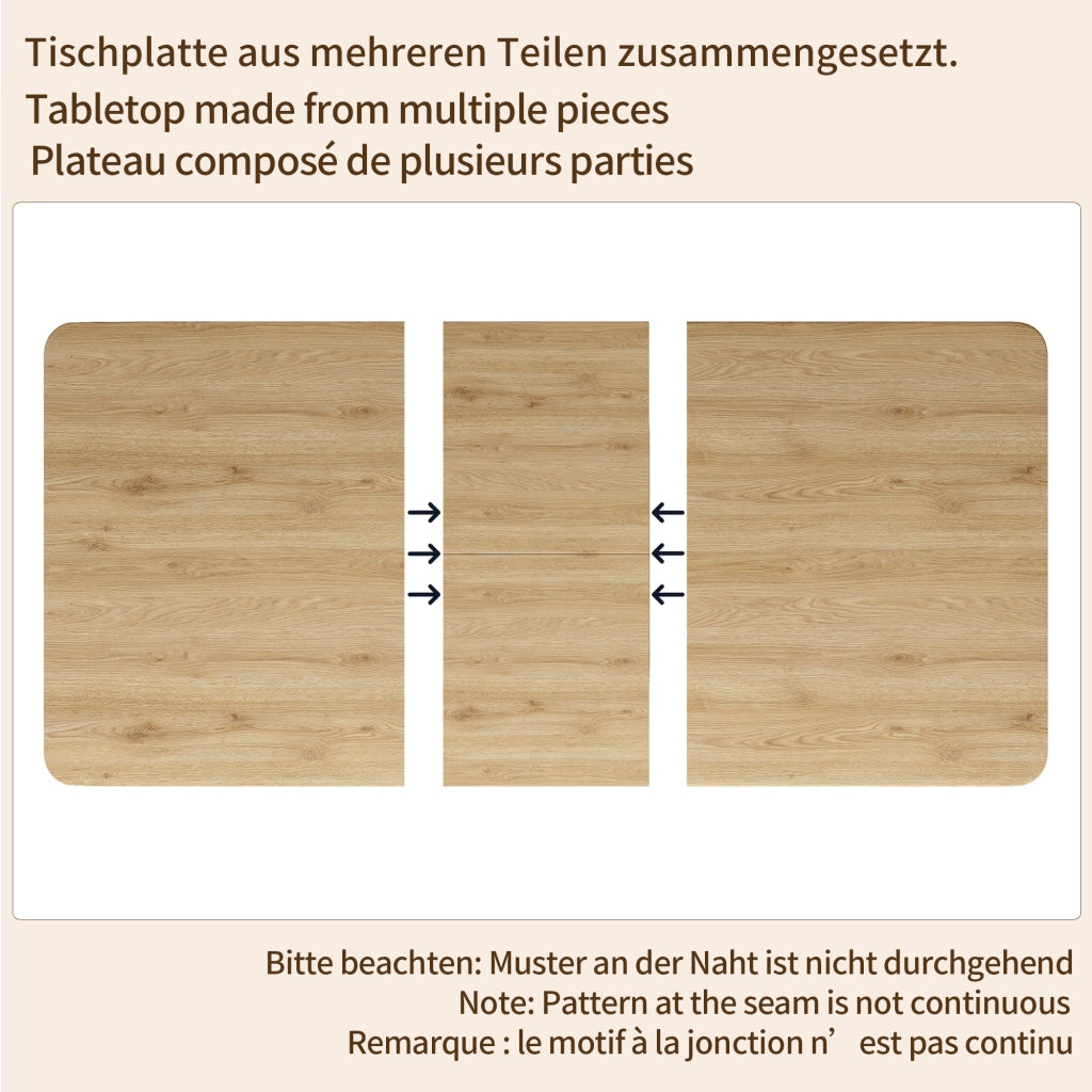 Tavolo da Pranzo Allungabile 140-180x80 cm con Vano Nascosto LEMONMAX; Ante Scanalate; Piedini Regolabili; MDF Effetto Legno Chiaro; H 76;5 cm