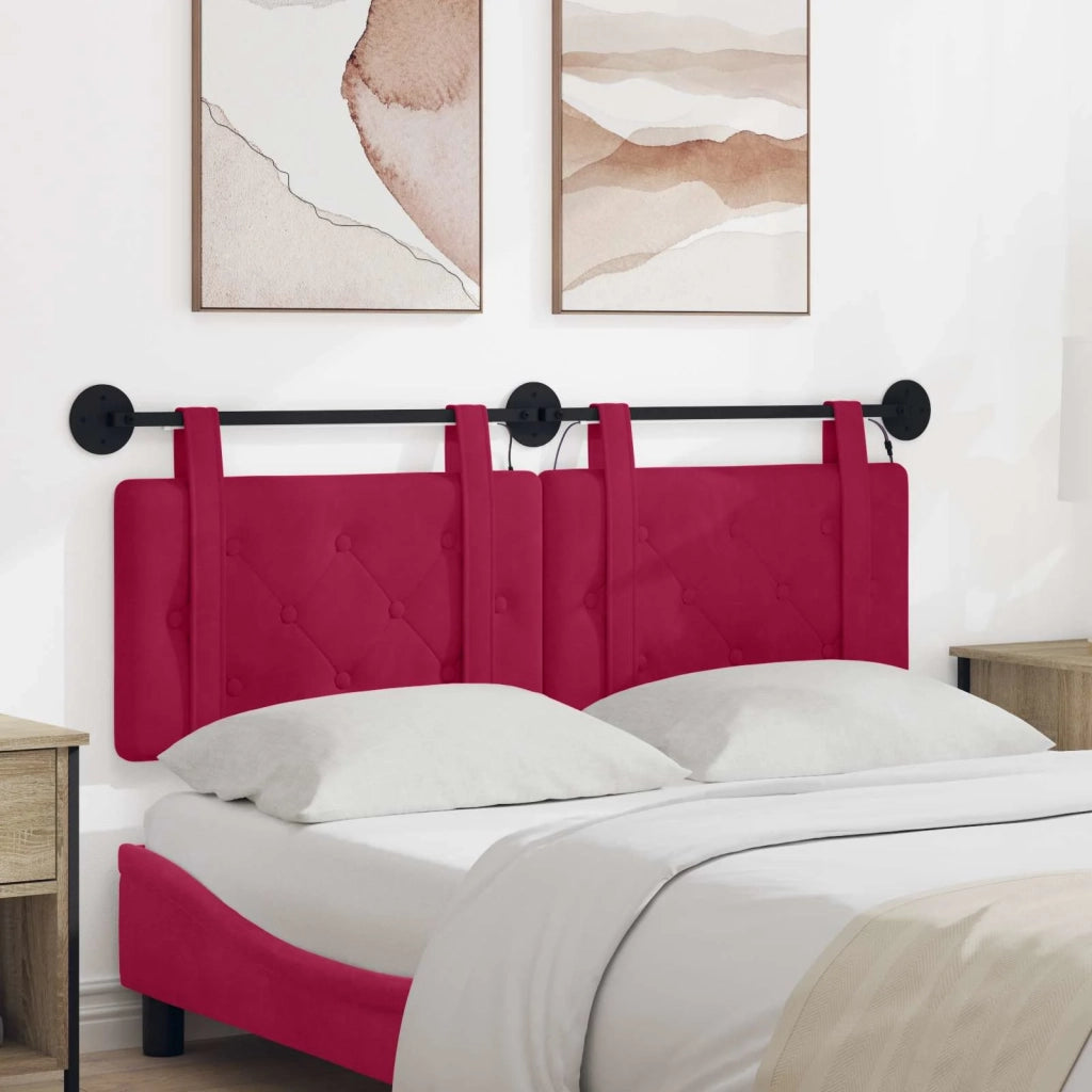 Testiera | Testata sospesa Con luce LED Rosso Vino Velluto