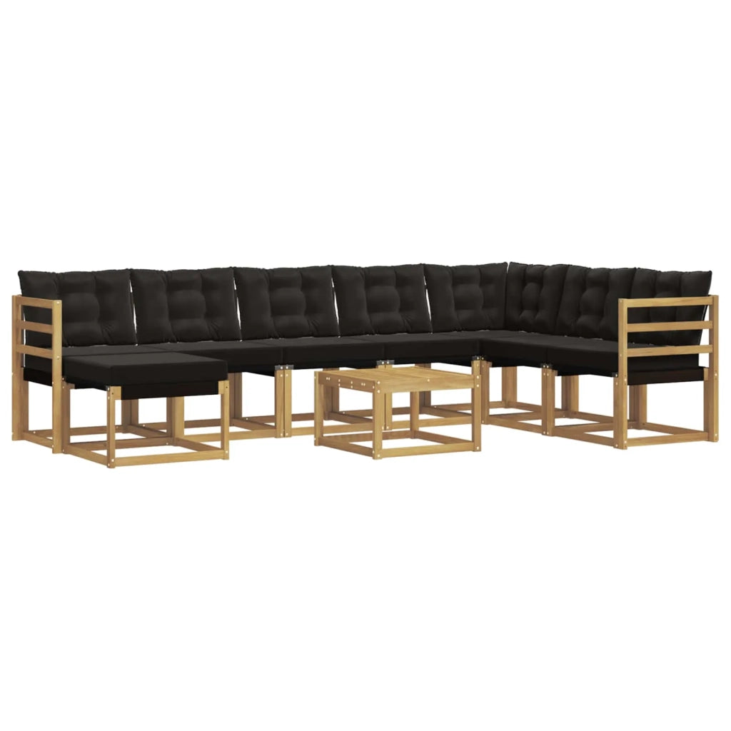 Set di divani da esterno con cuscino 9 pcs Bianco e Nero 3389778
