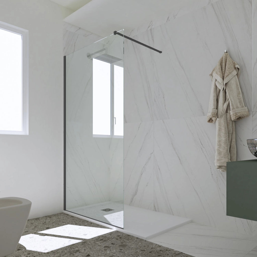 Parete doccia Walk-in da 120 CM H 200 Vetro Trasparente Profilo Antracite in pvc mod. Kolors